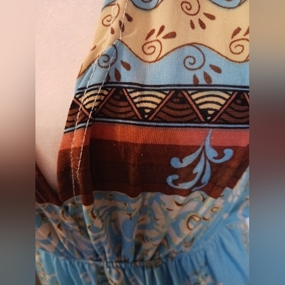 Maxi Indie Dress/Cover Up Womens One Size Elastic Waist Coastal Pre-owned - Picture 4 of 9
